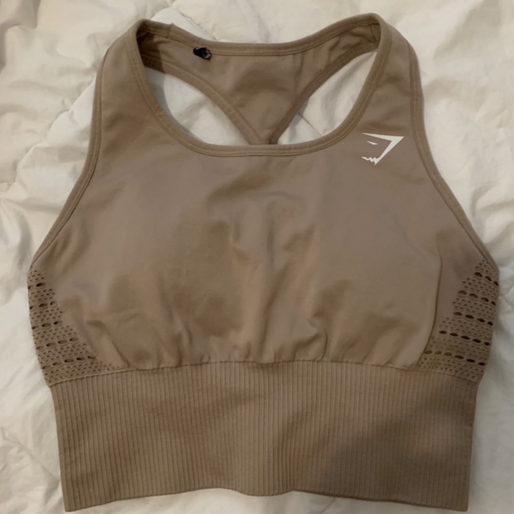Gymshark Energy Seamless Crop Top/Sports Bra Taupe